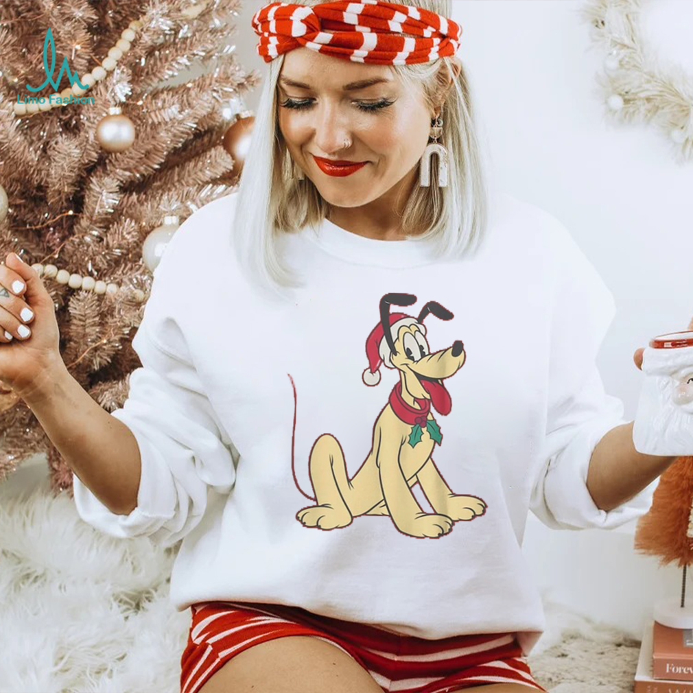 Mad Engine Pluto Mickey & Friends Youth Red Santa Hat Graphic T Shirt Mad Engine Pluto Mickey & Friends Youth Red Santa Hat Graphic T Shirt
