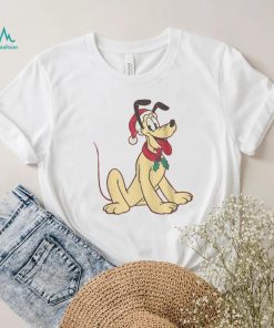 Mad Engine Pluto Mickey & Friends Youth Red Santa Hat Graphic T Shirt