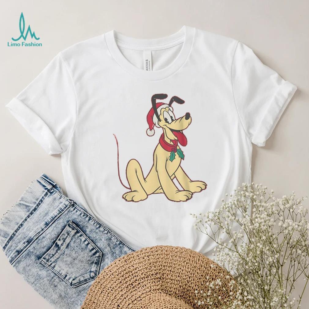 Mad Engine Pluto Mickey & Friends Youth Red Santa Hat Graphic T Shirt Mad Engine Pluto Mickey & Friends Youth Red Santa Hat Graphic T Shirt