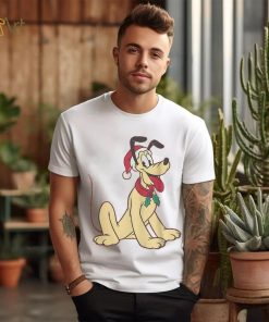 Mad Engine Pluto Mickey & Friends Youth Red Santa Hat Graphic T Shirt