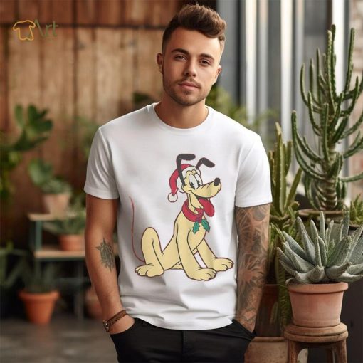 Mad Engine Pluto Mickey & Friends Youth Red Santa Hat Graphic T Shirt