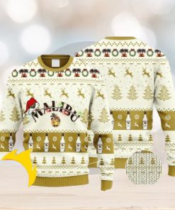 Malibu Rum Reindeer Snowy Night Christmas Ugly Sweater 3D