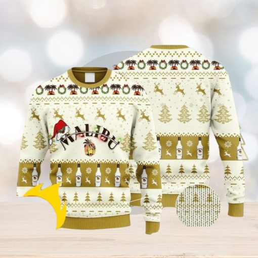 Malibu Rum Reindeer Snowy Night Christmas Ugly Sweater 3D