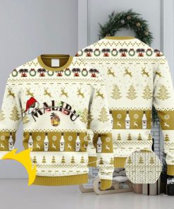 Malibu Rum Reindeer Snowy Night Christmas Ugly Sweater 3D