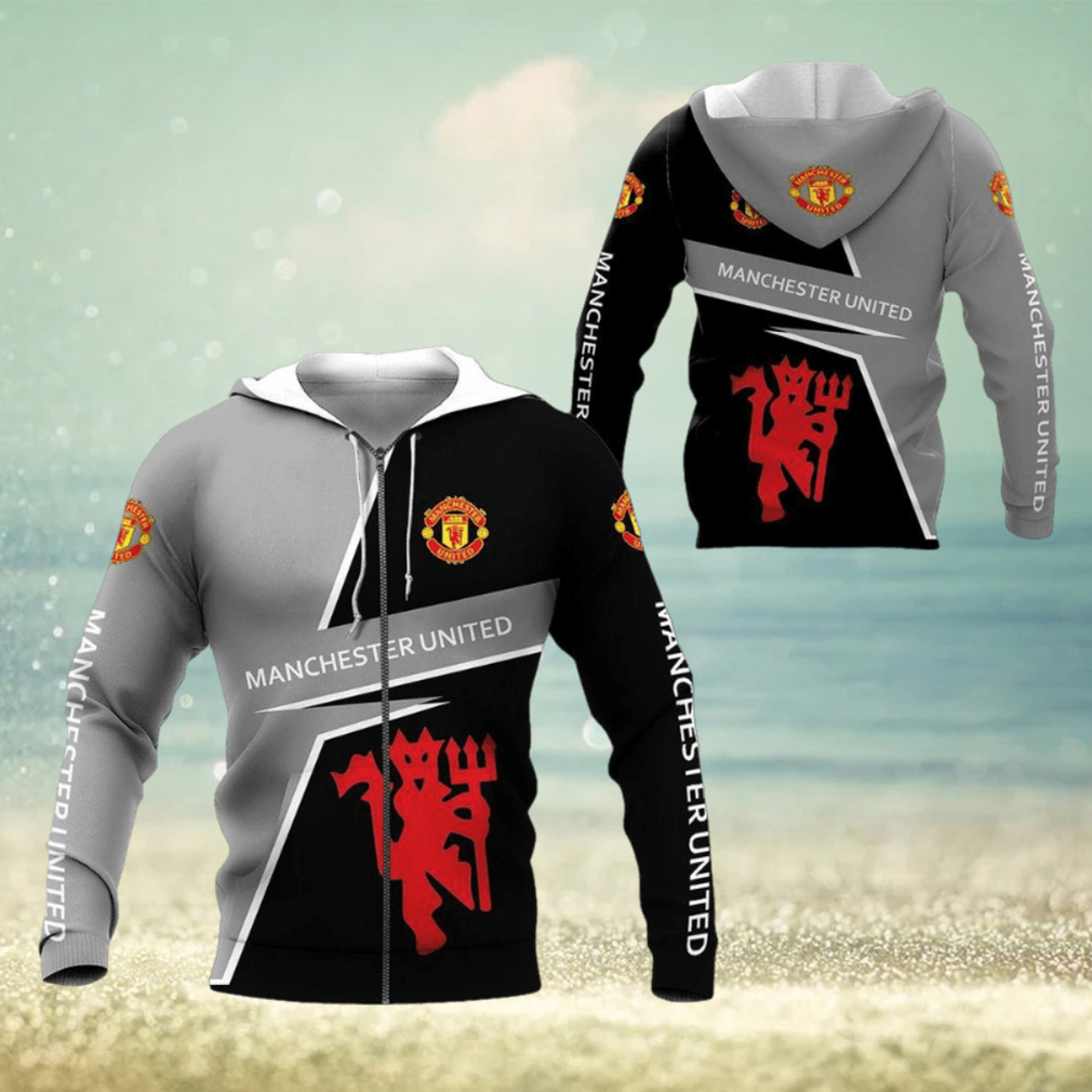 Manchester United Gray Black Zip Up Hoodie Manchester United Gray Black Zip Up Hoodie