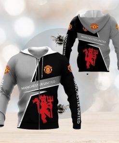 Manchester United Gray Black Zip Up Hoodie