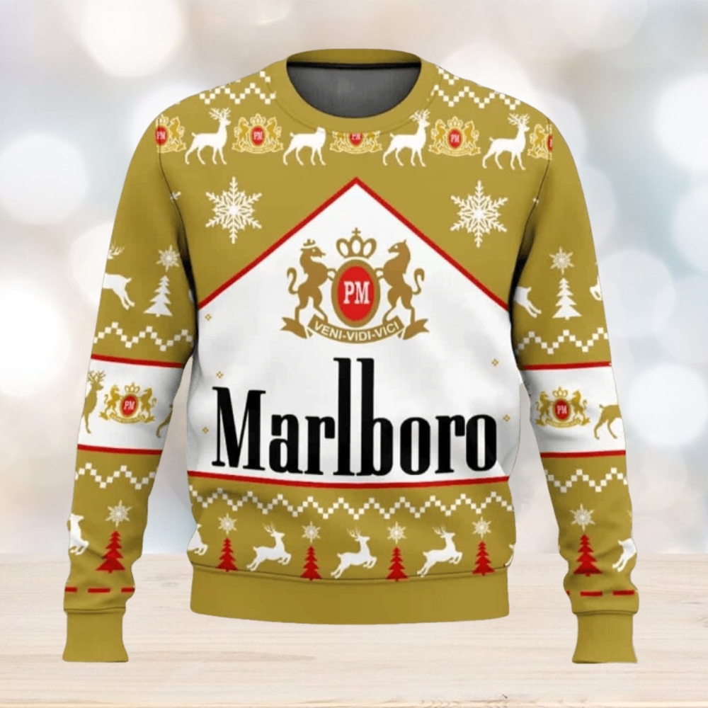 Marlboro Gold Cigarette Ugly Christmas Sweater Marlboro Gold Cigarette Ugly Christmas Sweater