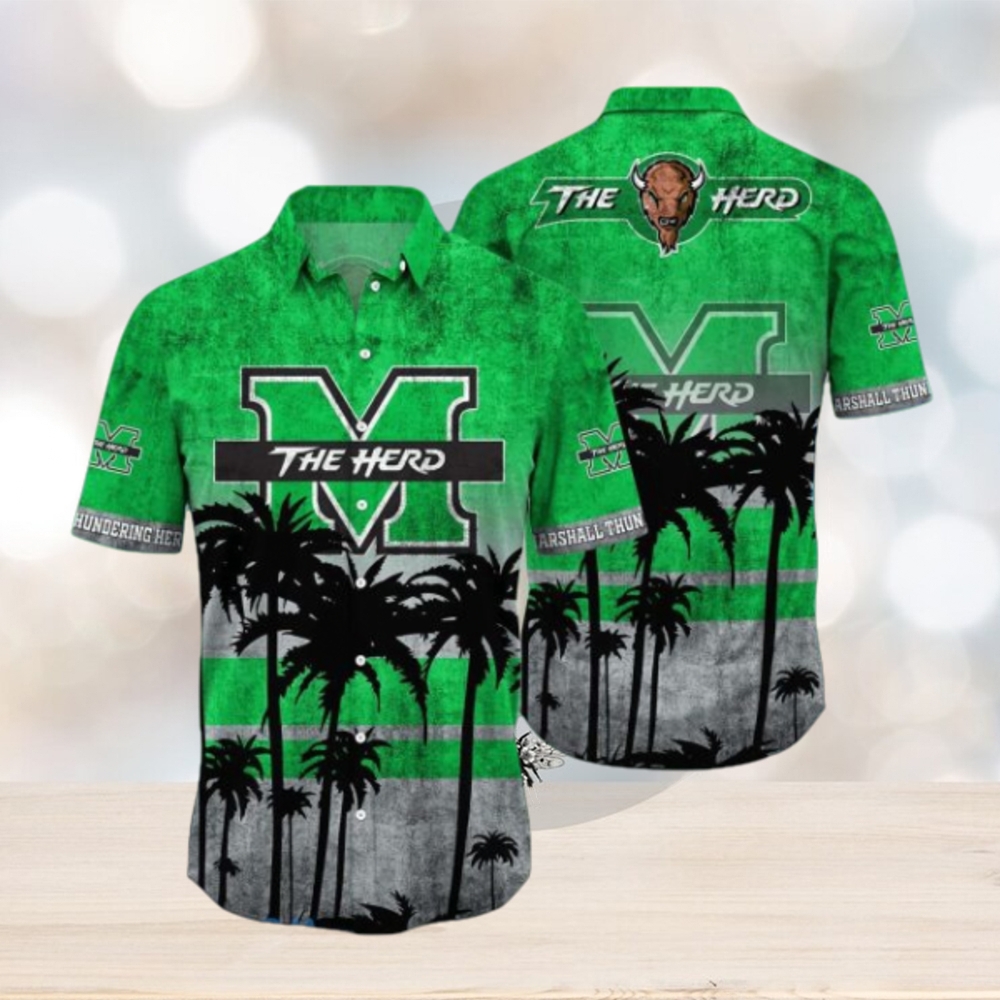 Marshall Thundering Herd Logo Coconut Tropical Hawaiian Shirt Beach Gift For Fans Marshall Thundering Herd Logo Coconut Tropical Hawaiian Shirt Beach Gift For Fans