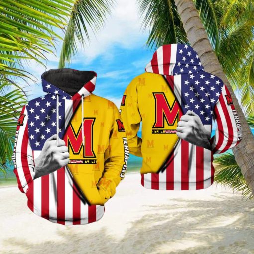 Maryland Terrapins NCAA US Flag 3D Printed Hoodie