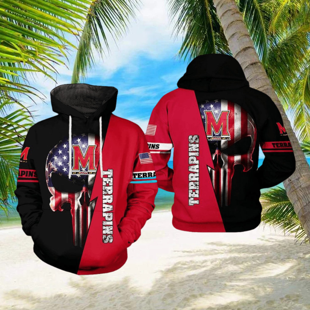 Maryland Terrapins NCAA US Flag Skull 3D Printed Hoodie Maryland Terrapins NCAA US Flag Skull 3D Printed Hoodie