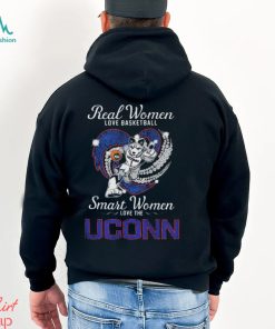 Mascot real women love baseball smart women love the uconn huskies hearts diamond 2023 shirt
