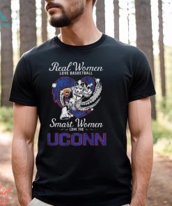 Mascot real women love baseball smart women love the uconn huskies hearts diamond 2023 shirt
