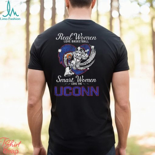 Mascot real women love baseball smart women love the uconn huskies hearts diamond 2023 shirt