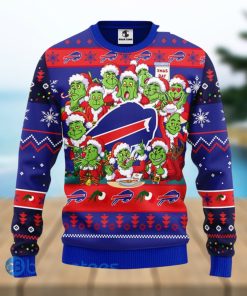 Men And Women Christmas Gift NFL Buffalo Bills Cute 12 Grinch Face Xmas Day 3D Ugly Christmas Sweater