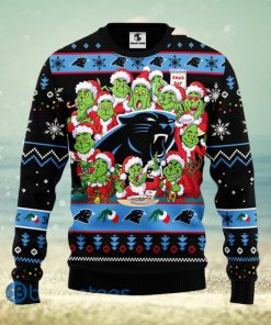 Men And Women Christmas Gift NFL Carolina Panthers Cute 12 Grinch Face Xmas Day 3D Ugly Christmas Sweater