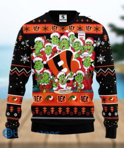 Men And Women Christmas Gift NFL Cincinnati Bengals Cute 12 Grinch Face Xmas Day 3D Ugly Christmas Sweater