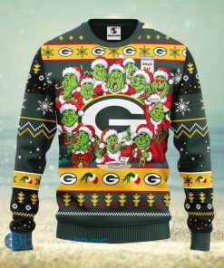 Men And Women Christmas Gift NFL Green Bay Packers Cute 12 Grinch Face Xmas Day 3D Ugly Christmas Sweater