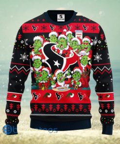 Men And Women Christmas Gift NFL Houston Texans Cute 12 Grinch Face Xmas Day 3D Ugly Christmas Sweater