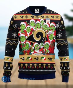 Men And Women Christmas Gift NFL Los Angeles Rams Cute 12 Grinch Face Xmas Day 3D Ugly Christmas Sweater