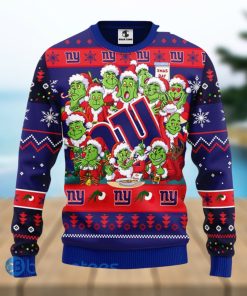 Men And Women Christmas Gift NFL New York Giants Cute 12 Grinch Face Xmas Day 3D Ugly Christmas Sweater
