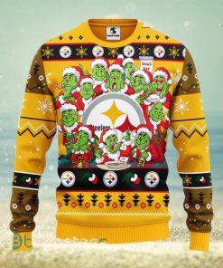 Men And Women Christmas Gift NFL Pittsburgh Steelers Cute 12 Grinch Face Xmas Day 3D Ugly Christmas Sweater