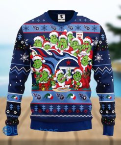Men And Women Christmas Gift NFL Tennessee Titans Cute 12 Grinch Face Xmas Day 3D Ugly Christmas Sweater