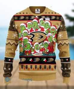 Men And Women Christmas Gift NHL Anaheim Ducks Cute 12 Grinch Face Xmas Day 3D Ugly Christmas Sweater