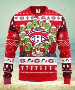 Men And Women Christmas Gift NHL Montreal Canadians Cute 12 Grinch Face Xmas Day 3D Ugly Christmas Sweater
