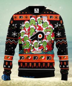 Men And Women Christmas Gift NHL Philadelphia Flyers Cute 12 Grinch Face Xmas Day 3D Ugly Christmas Sweater