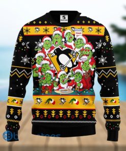 Men And Women Christmas Gift NHL Pittsburgh Penguins Cute 12 Grinch Face Xmas Day 3D Ugly Christmas Sweater