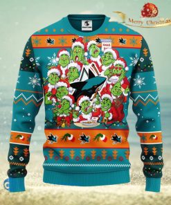 Men And Women Christmas Gift NHL San Jose Sharks Cute 12 Grinch Face Xmas Day 3D Ugly Christmas Sweater