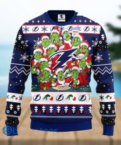 Men And Women Christmas Gift NHL Tampa Bay Lightning Cute 12 Grinch Face Xmas Day 3D Ugly Christmas Sweater