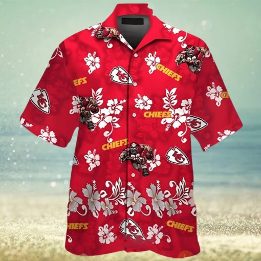 Men Kansas City Chiefs Football Floral Aloha Hawaiian Shirt Summer Vacation