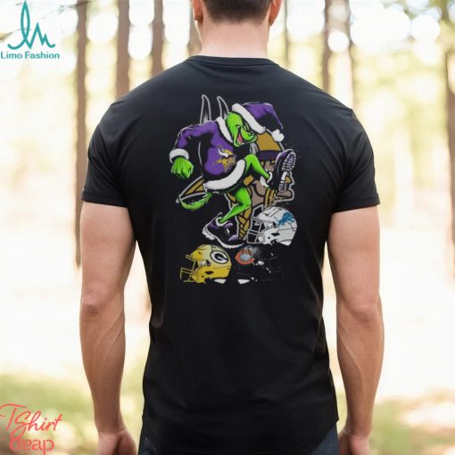 Merch The Grinch Minnesota Vikings Stomp On Nfl Teams Christmas Tee Shirt