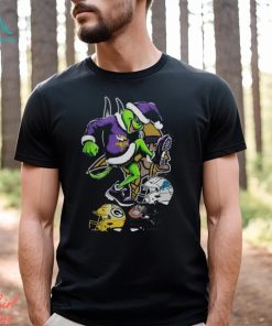 Merch The Grinch Minnesota Vikings Stomp On Nfl Teams Christmas Tee Shirt