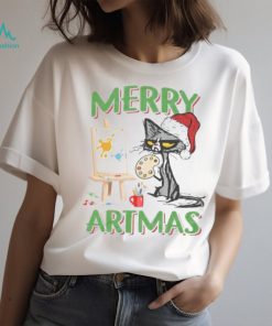 Merry Artmas Cat Painting Christmas Shirt