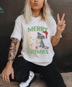 Merry Artmas Cat Painting Christmas Shirt