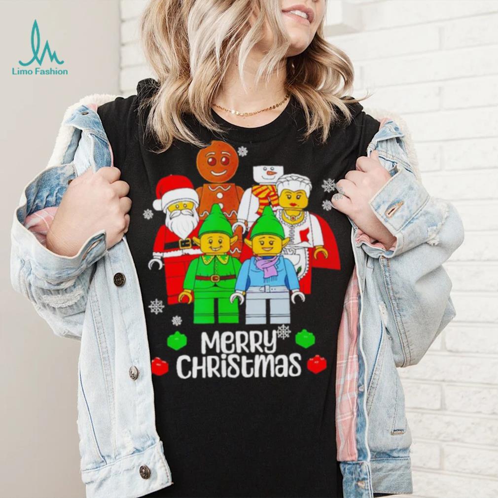 Merry Christmas Building Bricks Santa Elf Snowman Figures T Shirt Merry Christmas Building Bricks Santa Elf Snowman Figures T Shirt