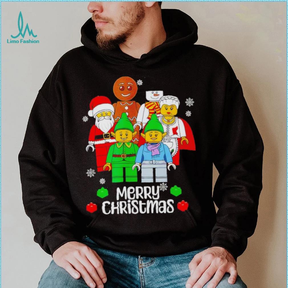 Merry Christmas Building Bricks Santa Elf Snowman Figures T Shirt Merry Christmas Building Bricks Santa Elf Snowman Figures T Shirt
