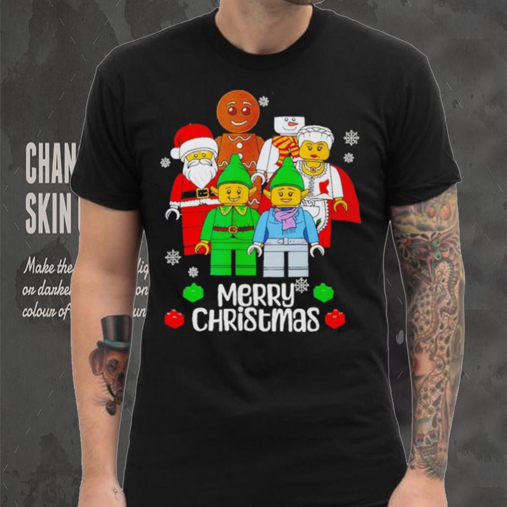 Merry Christmas Building Bricks Santa Elf Snowman Figures T Shirt Merry Christmas Building Bricks Santa Elf Snowman Figures T Shirt