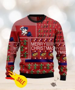 Merry Christmas Louisiana State Symbols USA Christmas Ugly Sweater 3D