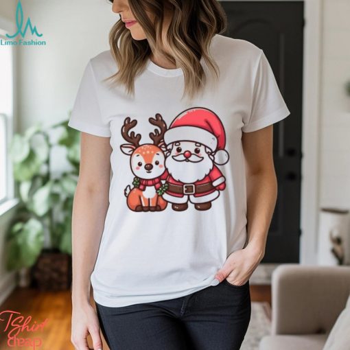 Merry Christmas Santa and deer Christmas gift shirt