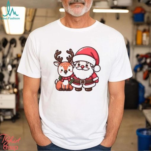 Merry Christmas Santa and deer Christmas gift shirt