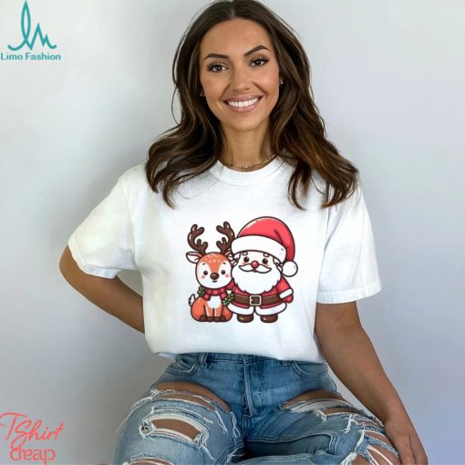 Merry Christmas Santa and deer Christmas gift shirt