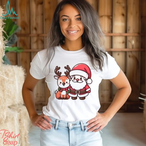 Merry Christmas Santa and deer Christmas gift shirt