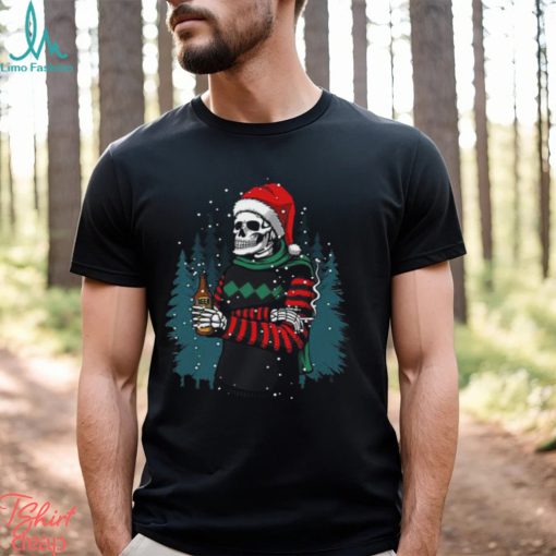 Merry Christmas Winter Skull Santa Hat Cousin Crew T Shirts