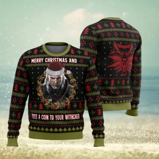 Merry Christmas and Toss a Coin The Witcher Ugly Christmas Sweater