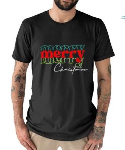 Merry Christmas green red text shirt