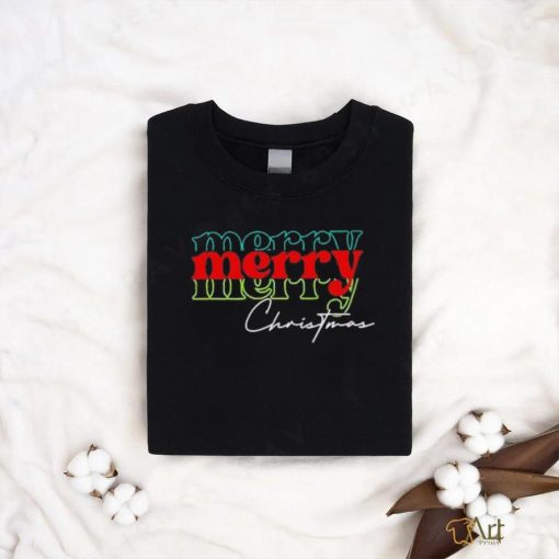 Merry Christmas green red text shirt