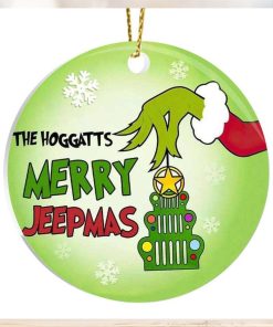 Merry Jeepmas With Grinch Hand Holding Ornament Family Christmas Tree